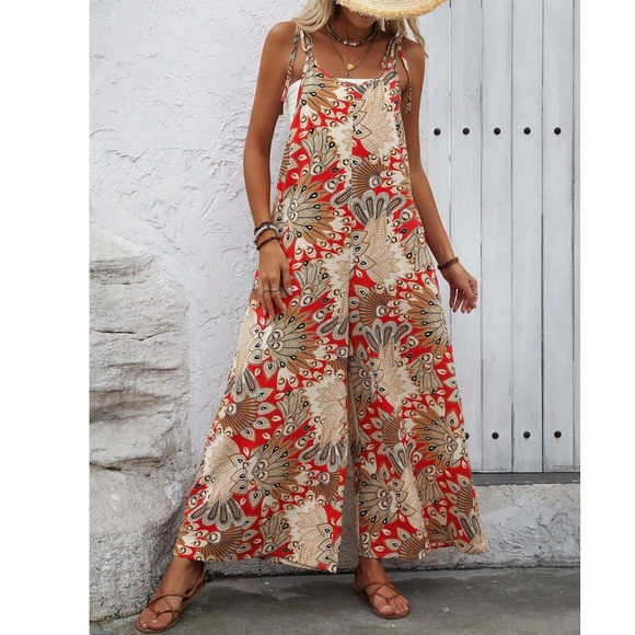 Boho Floral Print Wide leg Cami Jumpsuit - Picture 1 of 4